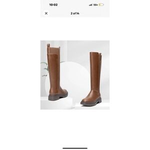 Brown Knee High Boots Leather Round Toe Casual Outdoor Knight High Boots Sz 9